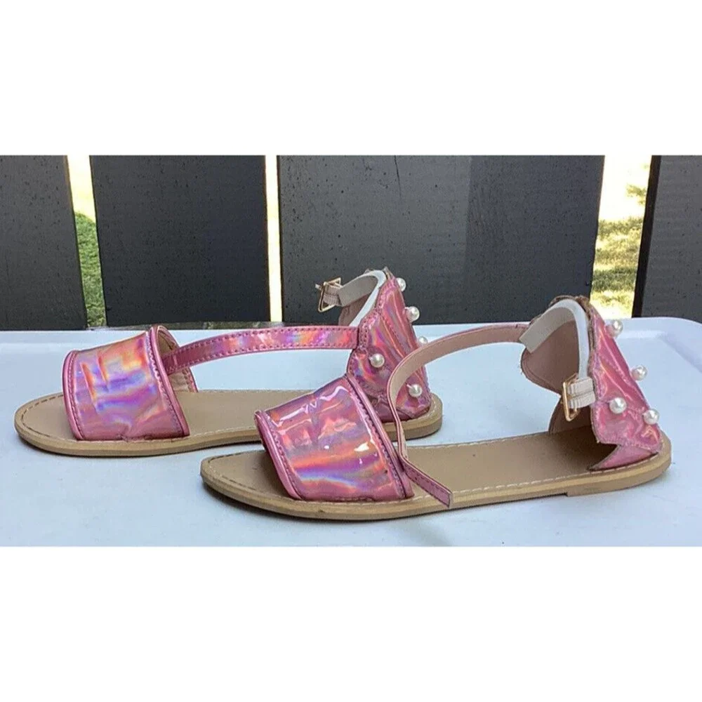crewcuts girls pink sandals Pearls Shell Back Design Big Girls Sz 1